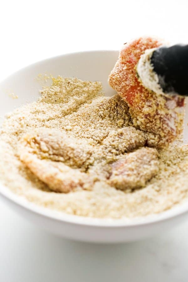 Pork chops coated in breading