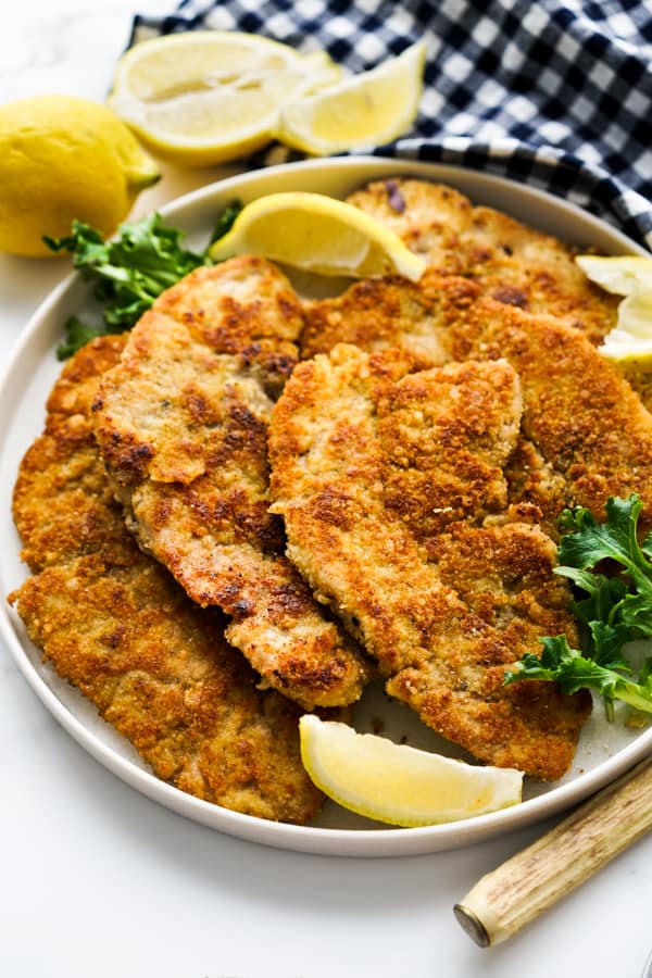 A plate of pork milanese