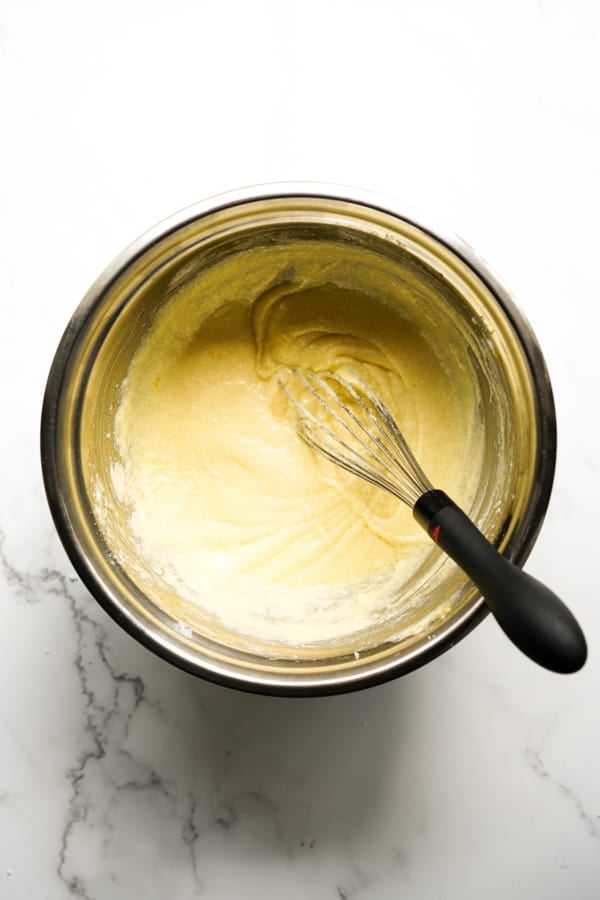 Creaming butter and sugar in a mixing bowl