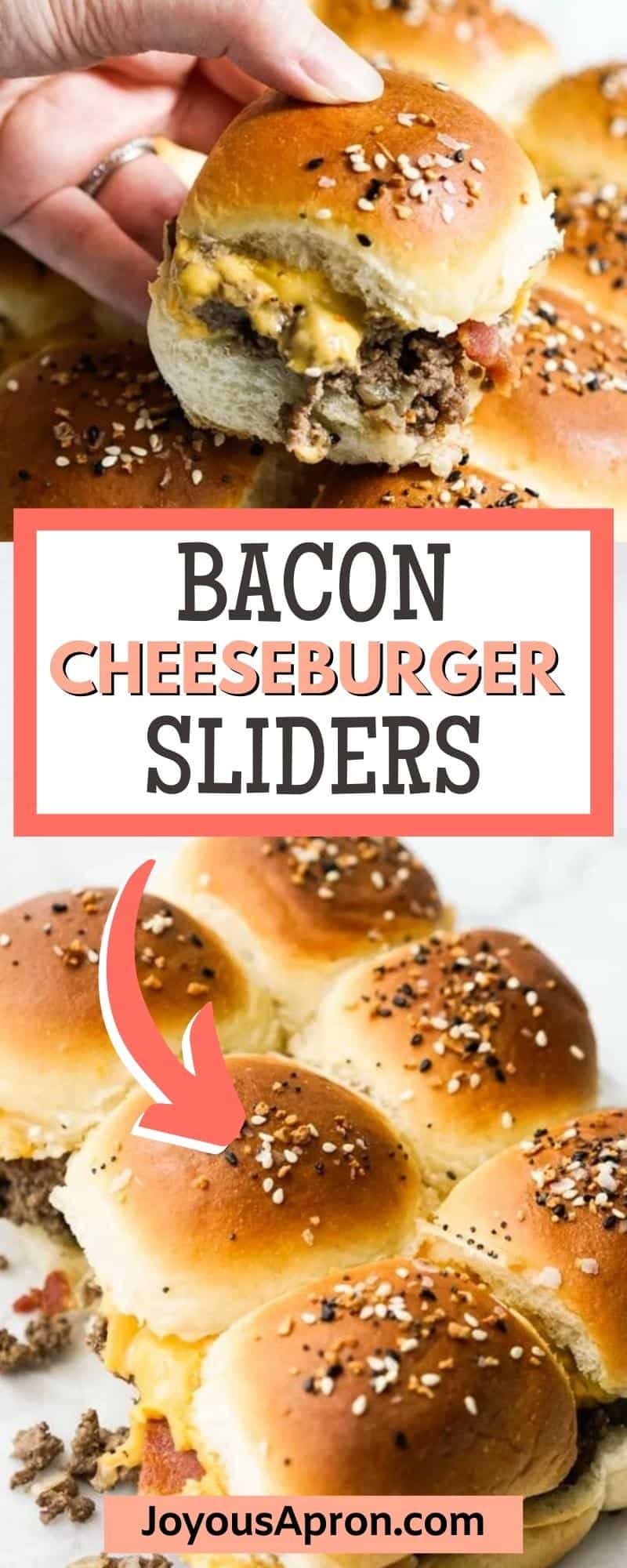 Bacon Cheeseburger Sliders in Hawaiian rolls - these oven baked mini burgers are loaded with seasoned ground beef and melted American cheese. Perfect for game day and parties. via @joyousapron