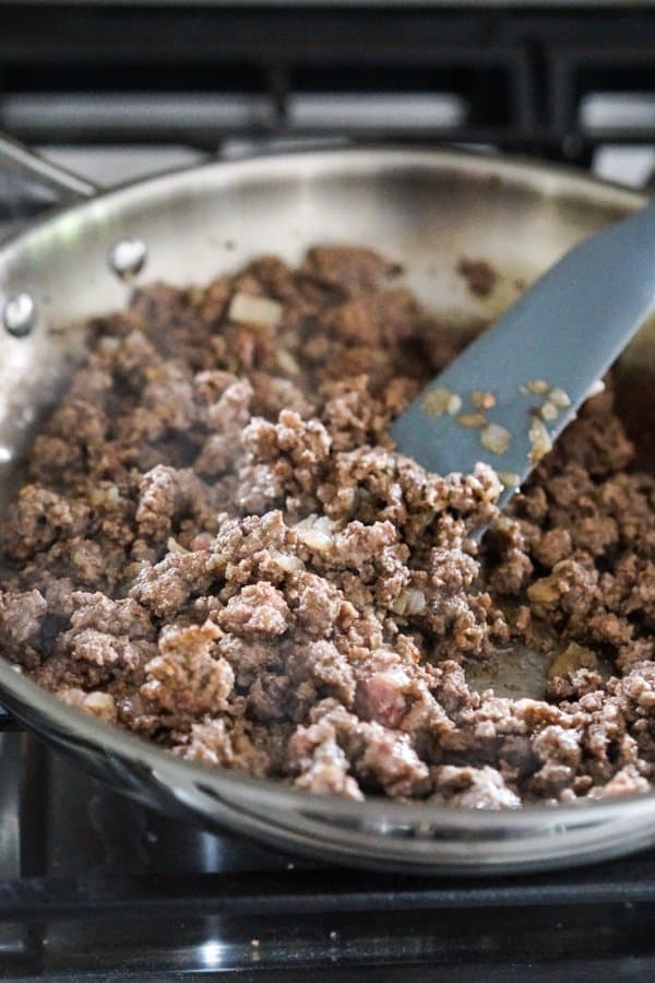 Pan frying ground beef 