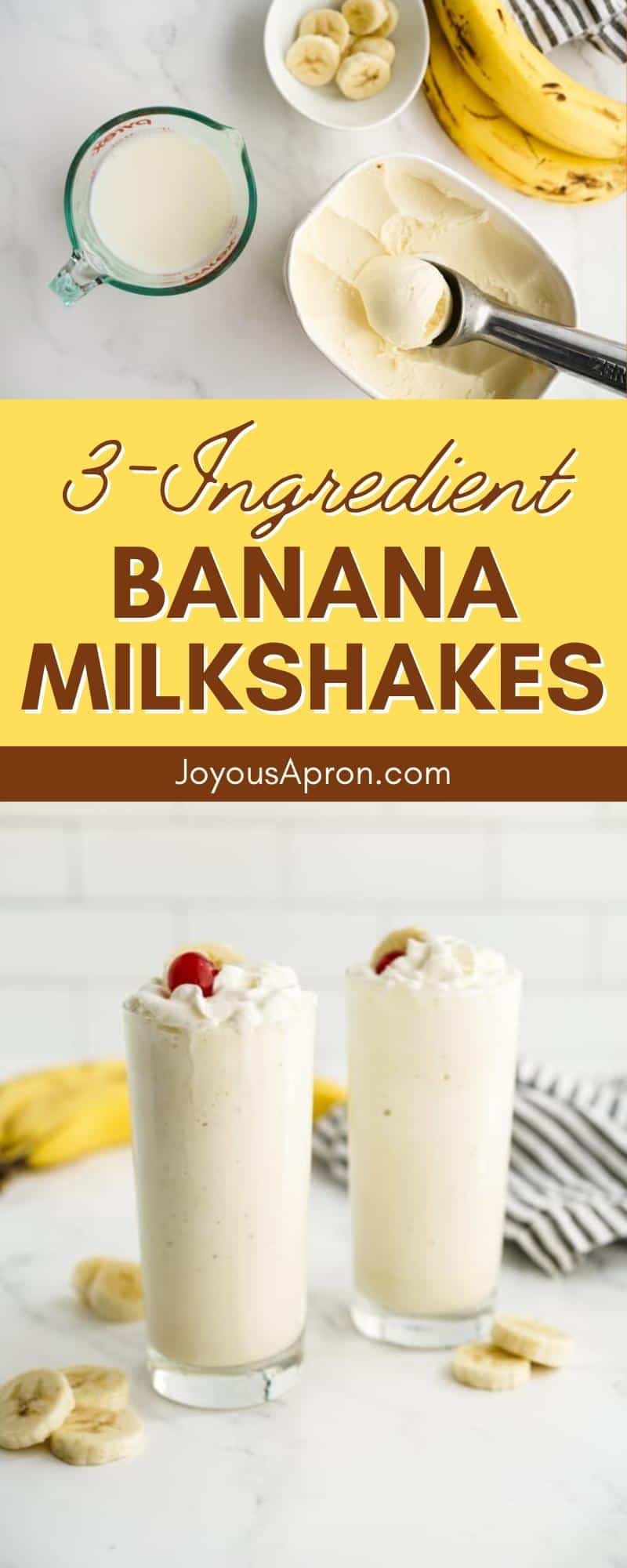 Banana Milkshake - Creamy and delicious homemade Banana Milkshake is so easy to make! Made with real bananas, this frozen treat uses only 3 ingredients! The perfect easy dessert! via @joyousapron
