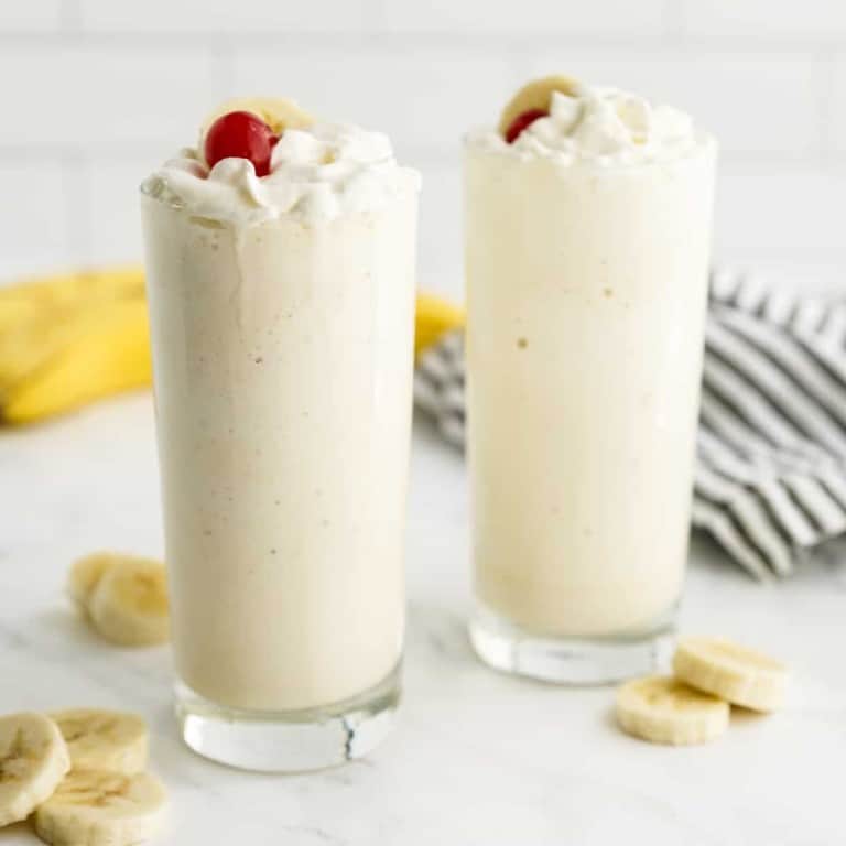 Two glasses of Banana Milkshake