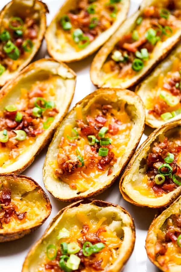 Close up of crispy baked potato skin