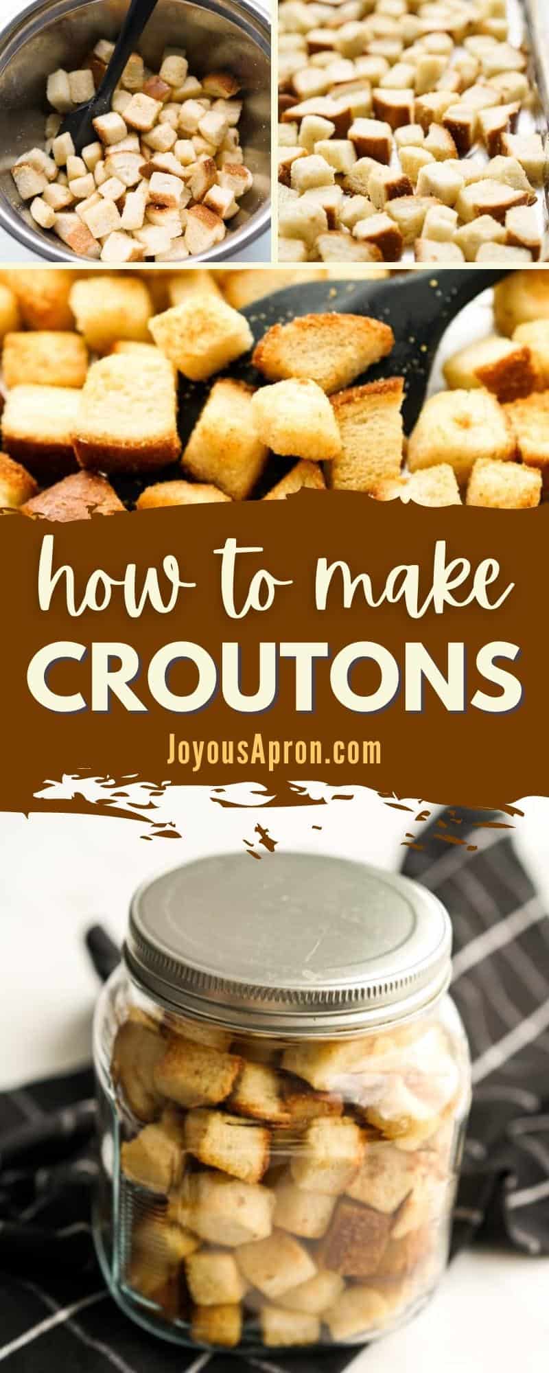 Homemade Croutons - Learn how to make croutons from scratch! These easy garlic butter croutons are perfect as toppings for salads and soups, or to be enjoyed as a snack by itself! via @joyousapron