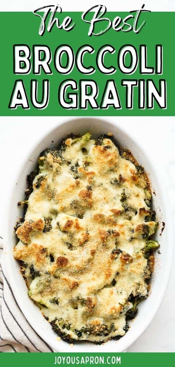 Broccoli au Gratin - creamy and cheesy broccoli casserole recipe! Roasted seasoned broccoli is topped with a creamy bechamel sauce and a golden brown parmesan and breadcrumbs topping. It's the perfect vegetable side dish for the Thanksgiving and Christmas holidays. via @joyousapron