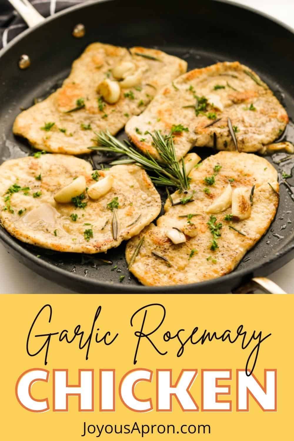 Garlic Rosemary Chicken - an easy chicken cutlet recipe! Thinly sliced chicken breast is seasoned and pan seared, coated in flavors of garlic, rosemary and white wine. via @joyousapron