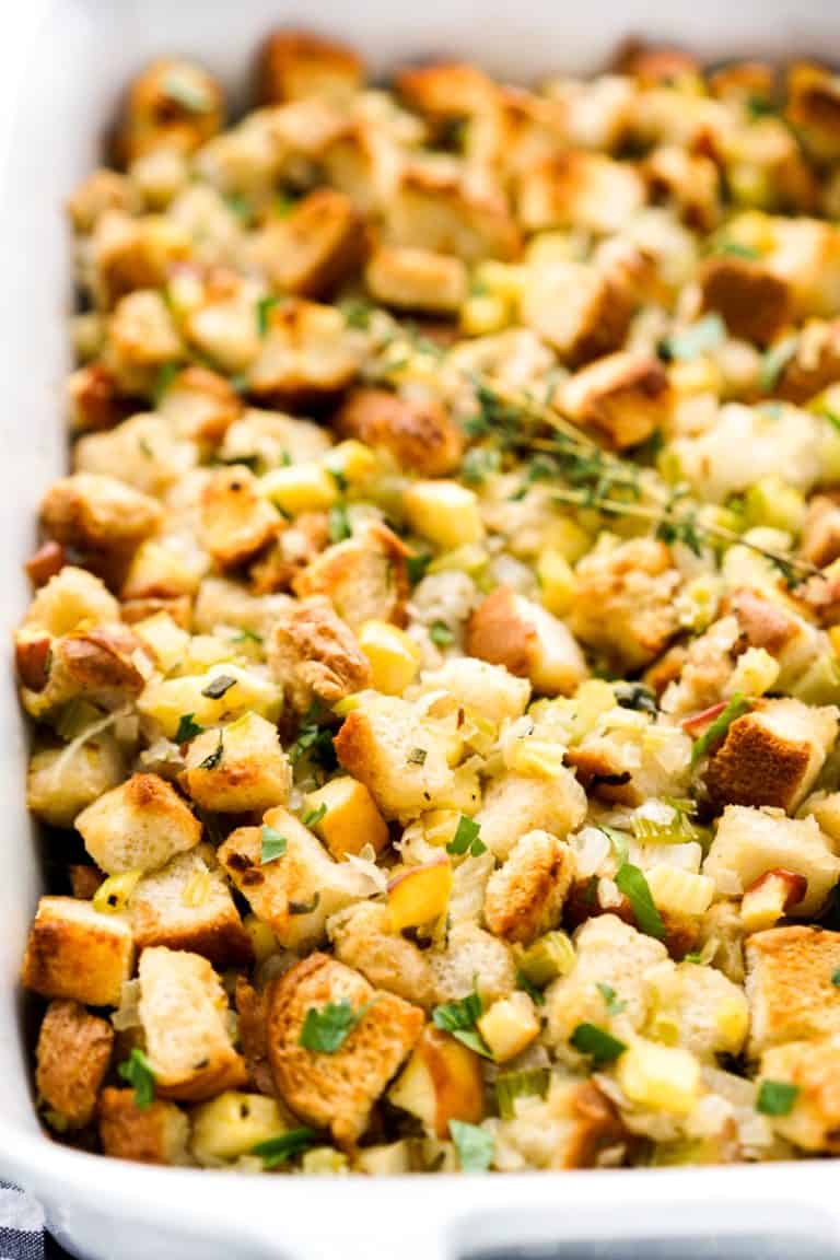 Apple Stuffing with Celery Herbs and Onions - Joyous Apron