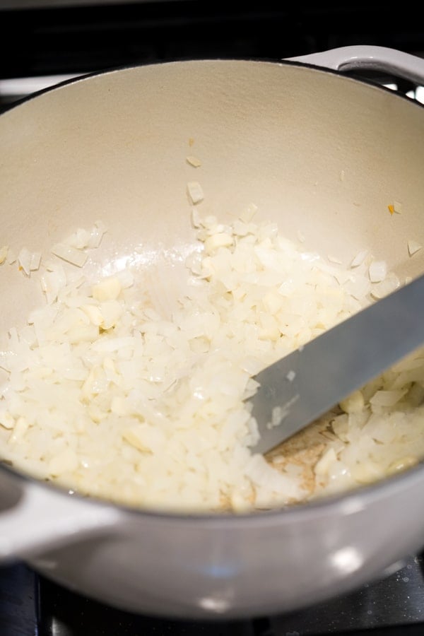 Searing garlic and onions in Dutch oven