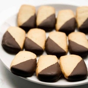 Shortbread cookies dipped in chocolate