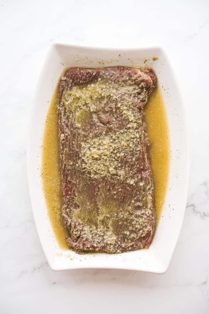 Marinating a large piece of flank steak