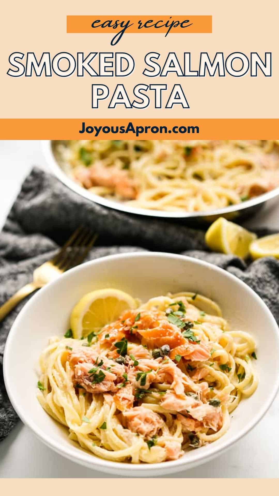 Smoked Salmon Pasta - this creamy pasta recipe is tossed in a lemon cream sauce, along with smoked salmon and capers. Ready under 30 minutes, it makes the most delicious weeknight dinner! via @joyousapron