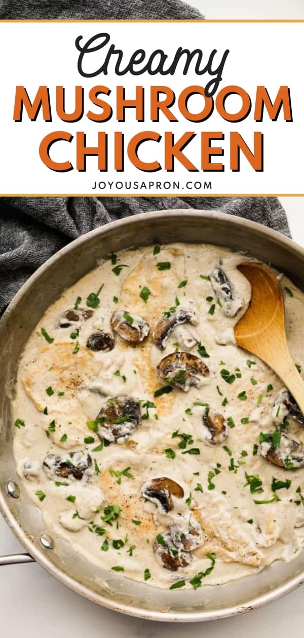 Creamy Mushroom Chicken - an easy one-pan chicken recipe great for busy weeknights. Seasoned pan-seared chicken cutlets cooked in a creamy garlic mushroom sauce on the stovetop. So yummy! via @joyousapron