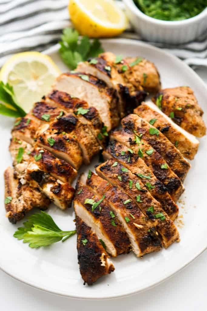 Sliced grilled chicken with Italian inspired seasonings