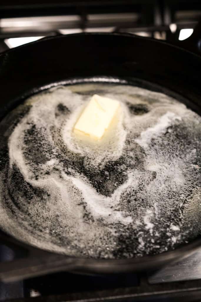 Melting butter in cast iron skillet