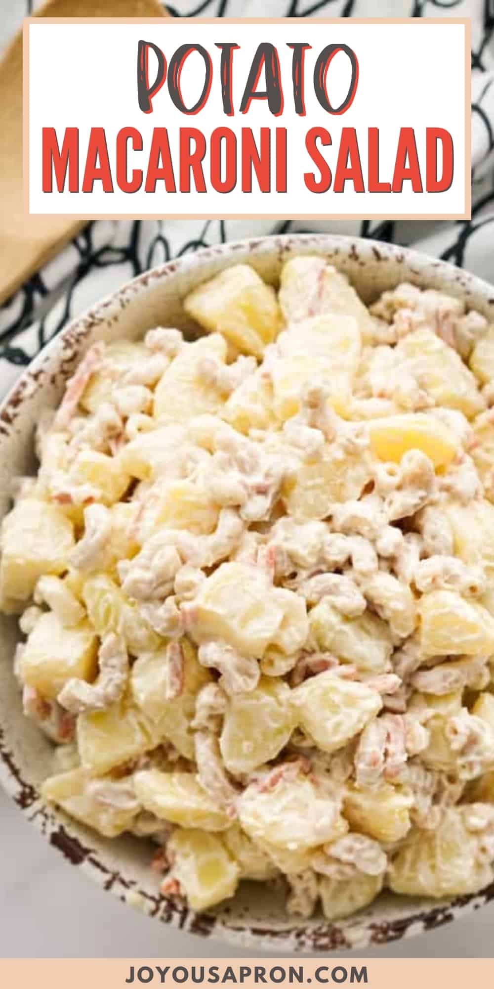 Potato Mac Salad - Hawaiian style potato and mac salad features soft diced potatoes, macaroni, chopped carrots and grated sweet onions tossed in creamy and tangy dressing. via @joyousapron