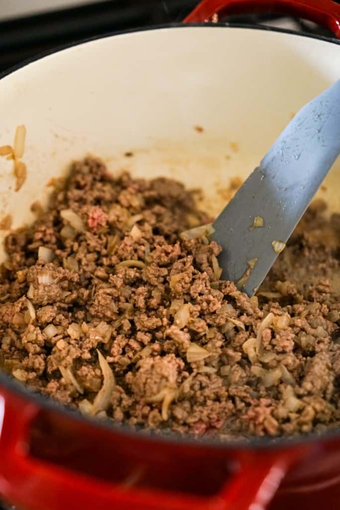 Searing ground beef in Dutch oven