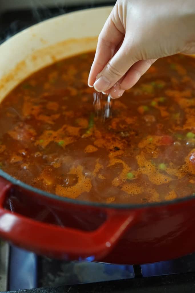 seasoning pot of cooking soup
