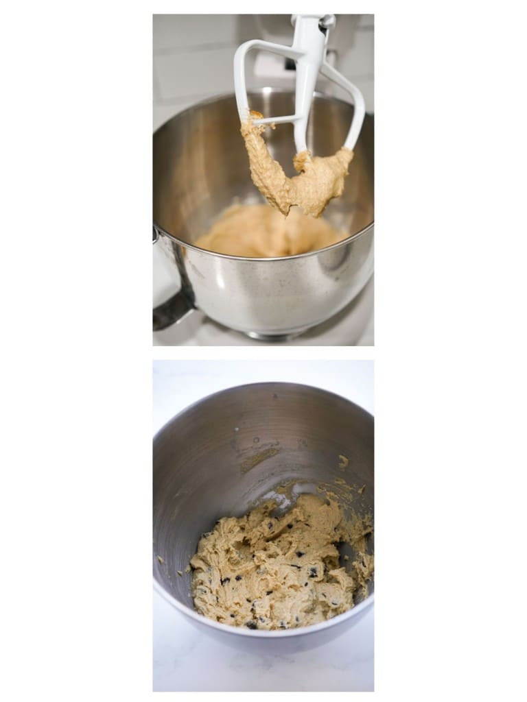 Using a stand mixer to mix up the cookie dough 
