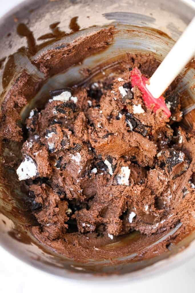 Oreo brownie batter in large mixing bowl