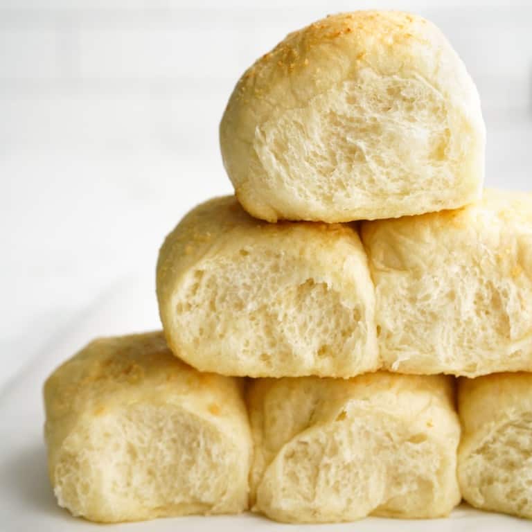 Yeast dinner rolls stacked as a pyramid