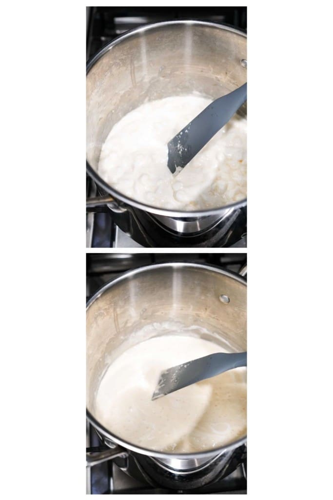 Melting mini marshmallows in a pot