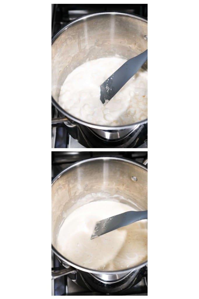 Melting mini marshmallows in a pot