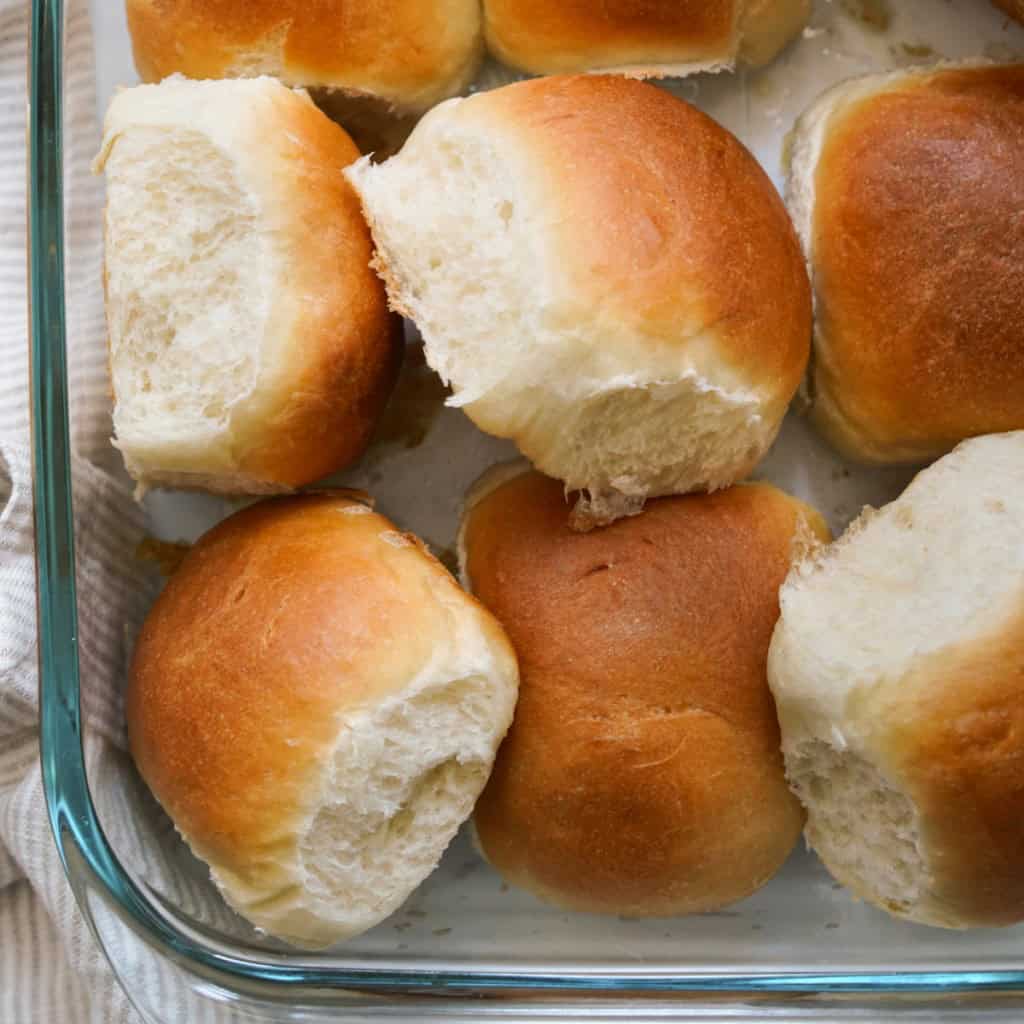 Milk bread rolls in a casserole