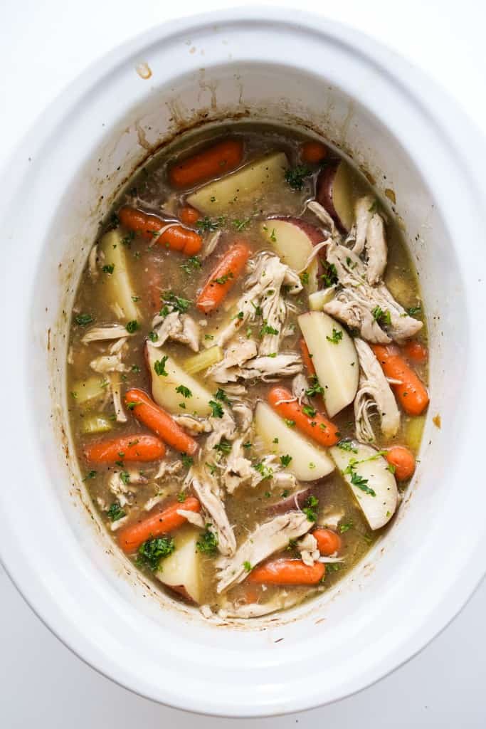 Silky chicken stew in a slow cooker