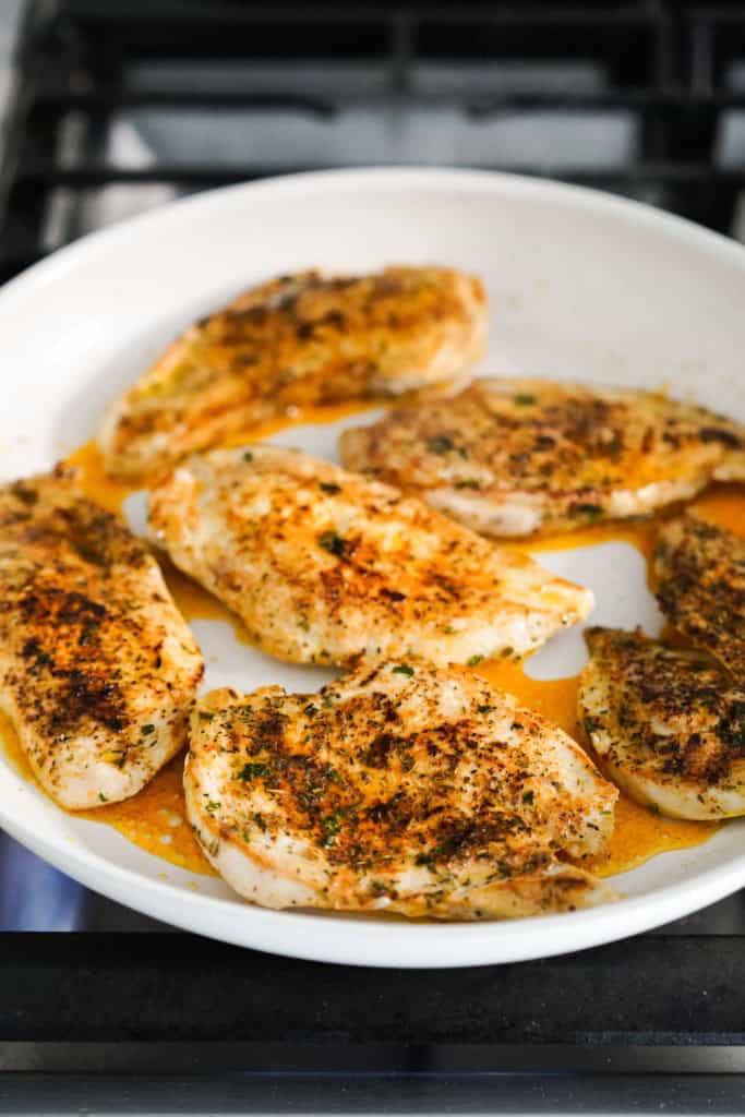 Searing chicken in the skillet