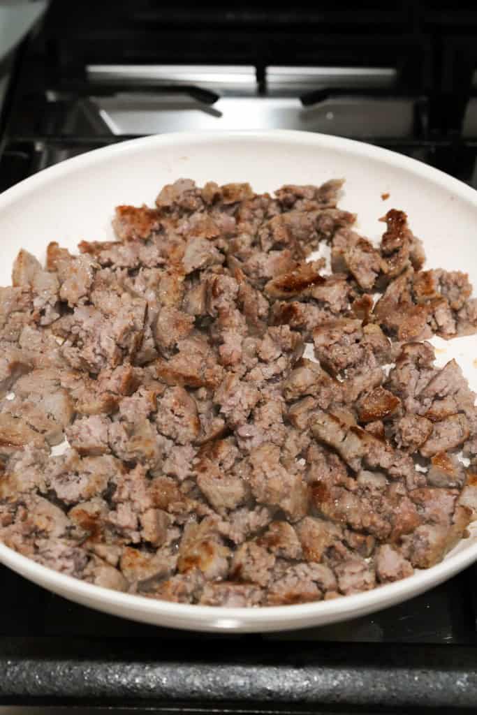 Browning sausage in skillet