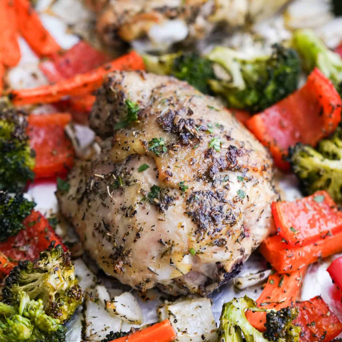Sheet Pan Chicken Thighs and Veggies