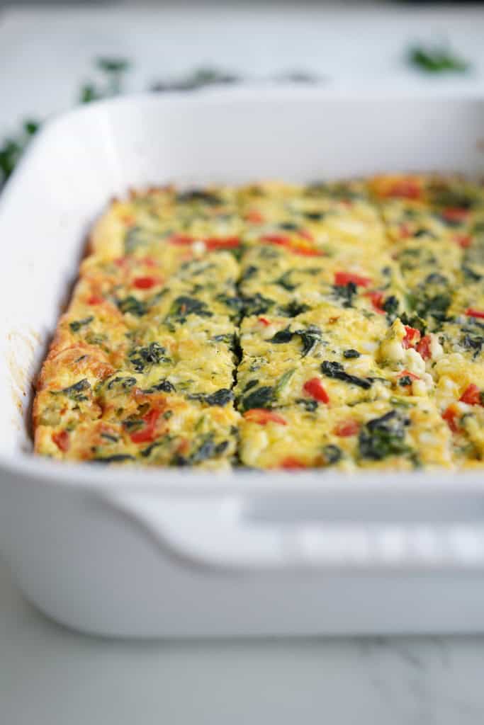 Egg bake sliced into squares