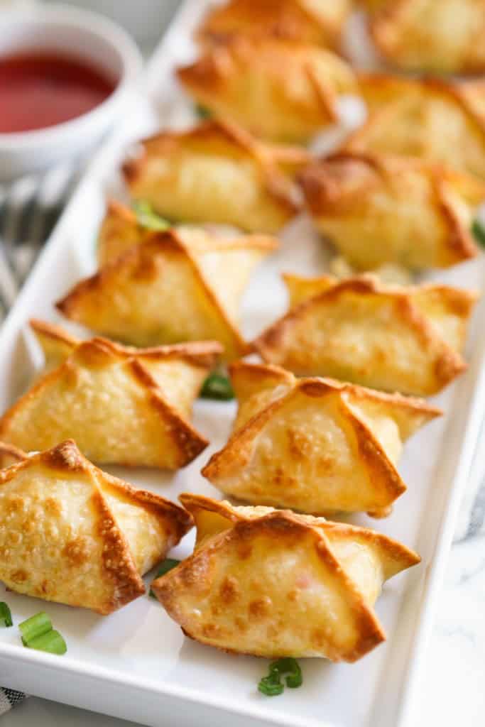 A platter of crispy crab rangoons