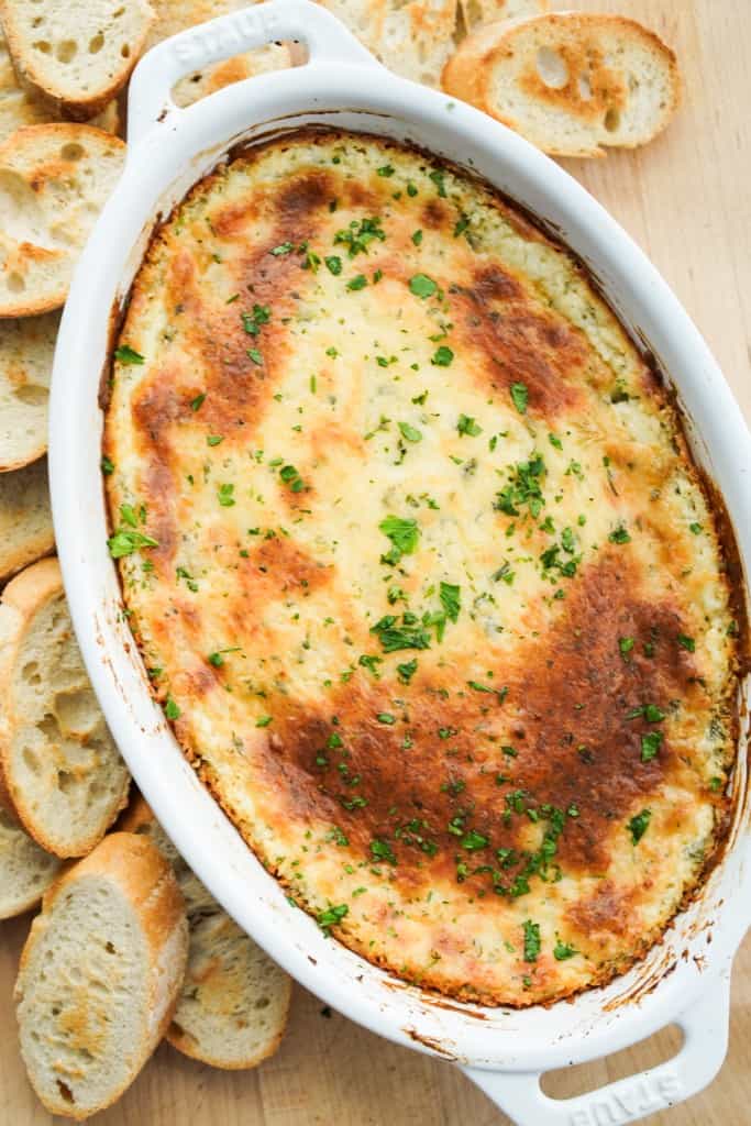Baked Garlic Bread Dip warm from the oven