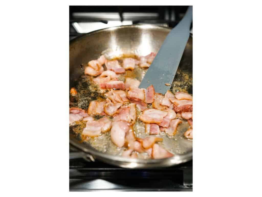 Searing bacon in skillet